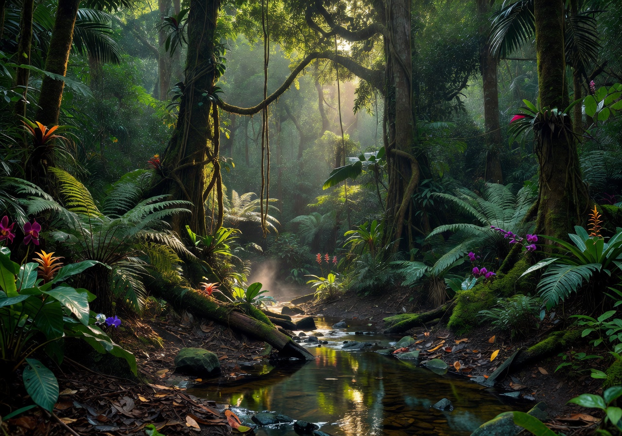 Lush green jungle canopy representing the Jungle Rumble theme